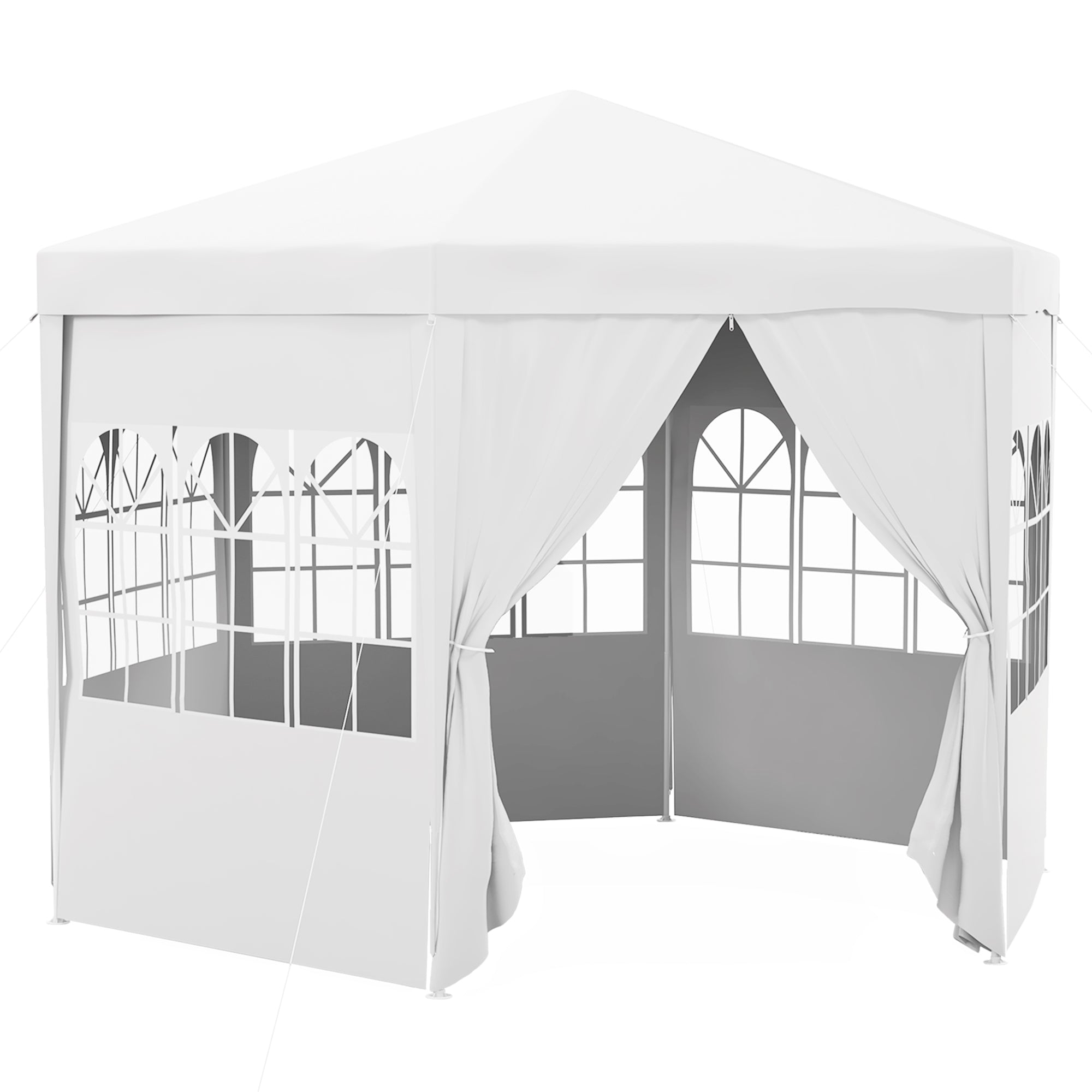 Outsunny 4 m Party Tent Wedding Gazebo Outdoor Waterproof PE Canopy Shade with 6 Removable Side Walls