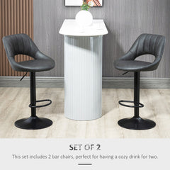 HOMCOM Bar Stools Set of 2, PU Leather Swivel Barstools with Backrest and Footrest for Kitchen, Counter, Breakfast Bar, Grey