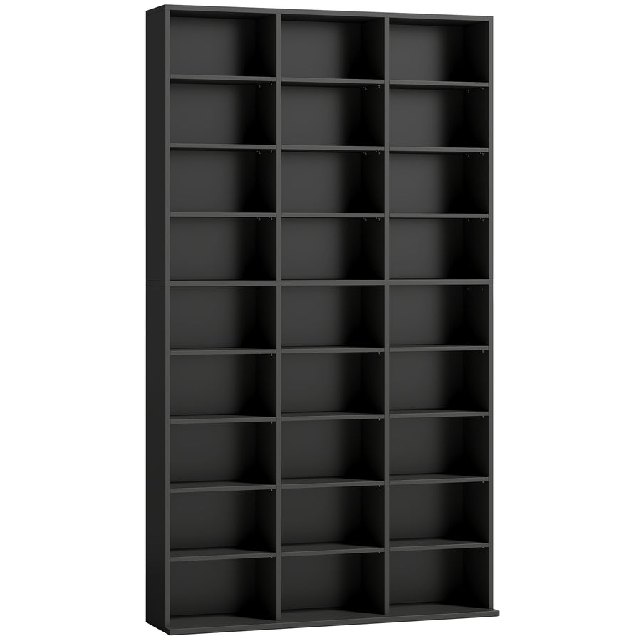 HOMCOM 835 CD/500 DVD Storage Unit, Blu-ray Media Storage Shelf with 27 Compartments and 21 Adjustable Shelves, Black