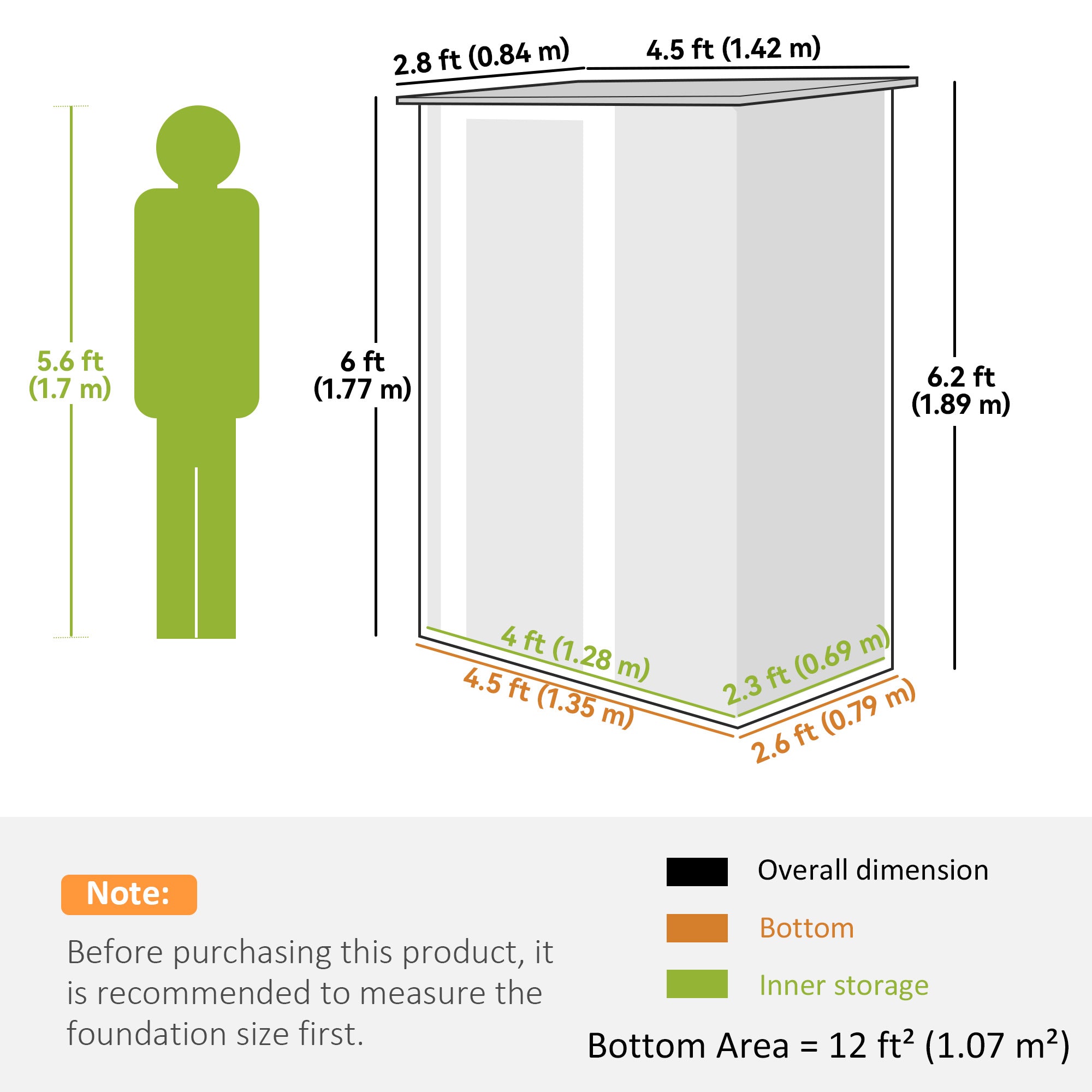 Outsunny 5ft x 3ft Metal Garden Storage Shed, Outdoor Tool Shed with Sloped Roof, Lockable Door for Tools, Equipment, Grey