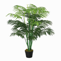 Outsunny 125cm/4FT Artificial Palm Plant Decorative Tree with Nursery Pot, Fake Plastic Indoor Home Office Decor, Green