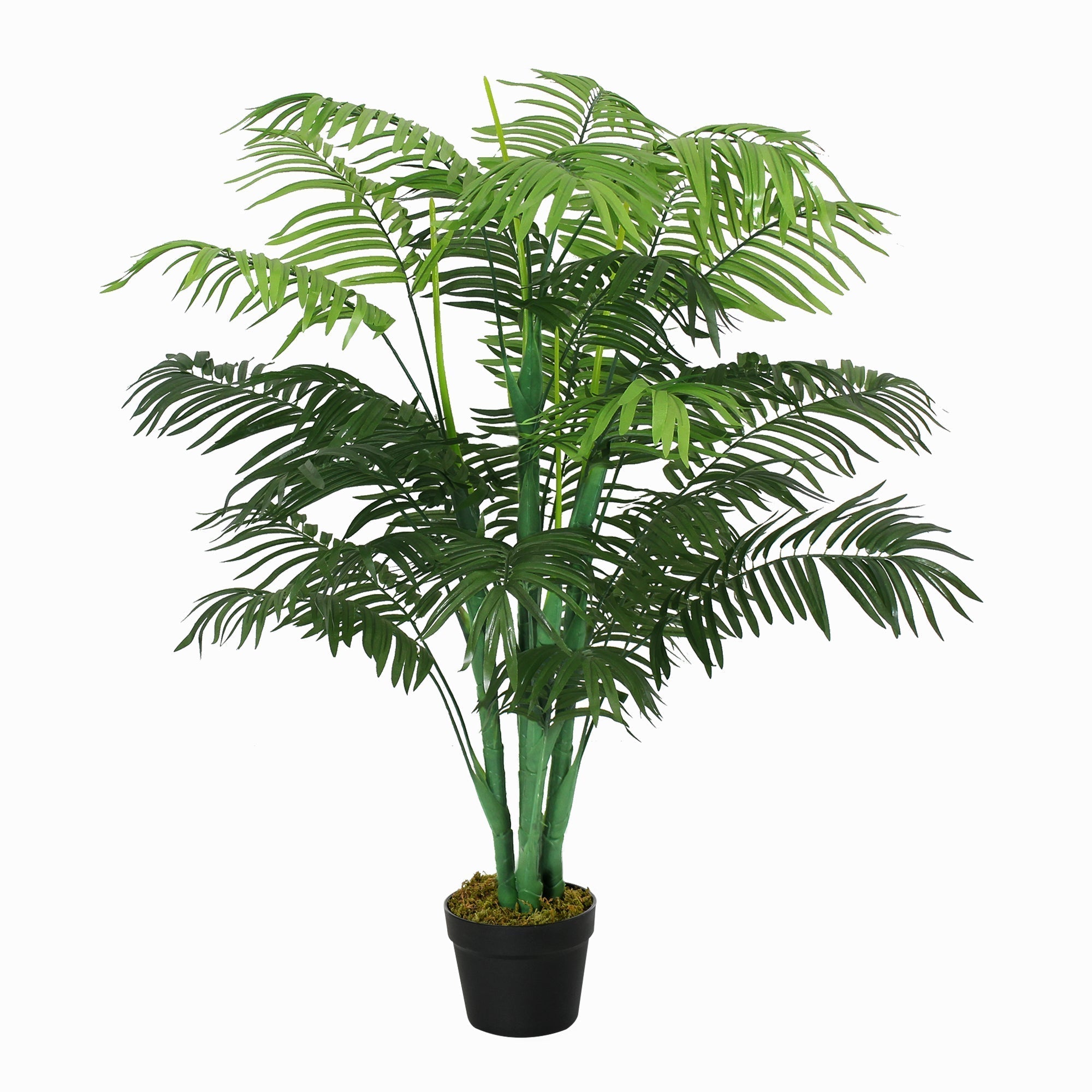 Outsunny 125cm/4FT Artificial Palm Plant Decorative Tree with Nursery Pot, Fake Plastic Indoor Home Office D√É¬©cor, Green