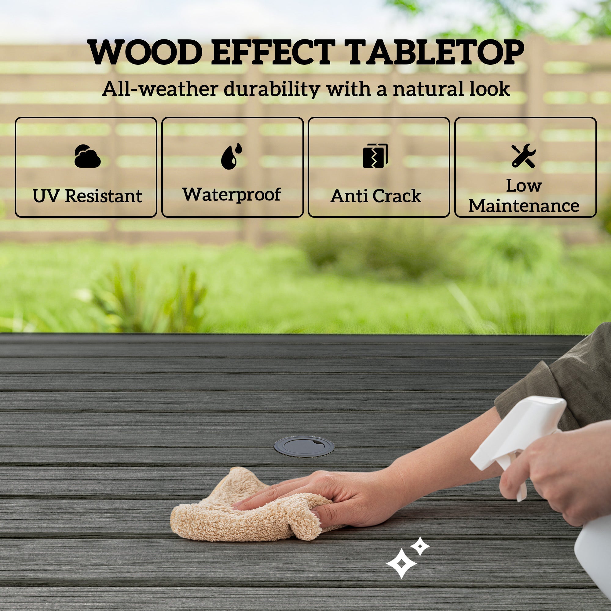 Outsunny 5 Pieces Outdoor Dining Set for 4, Garden Table and Stackable Chairs with Breathable Mesh Seat and Parasol Hole, Grey