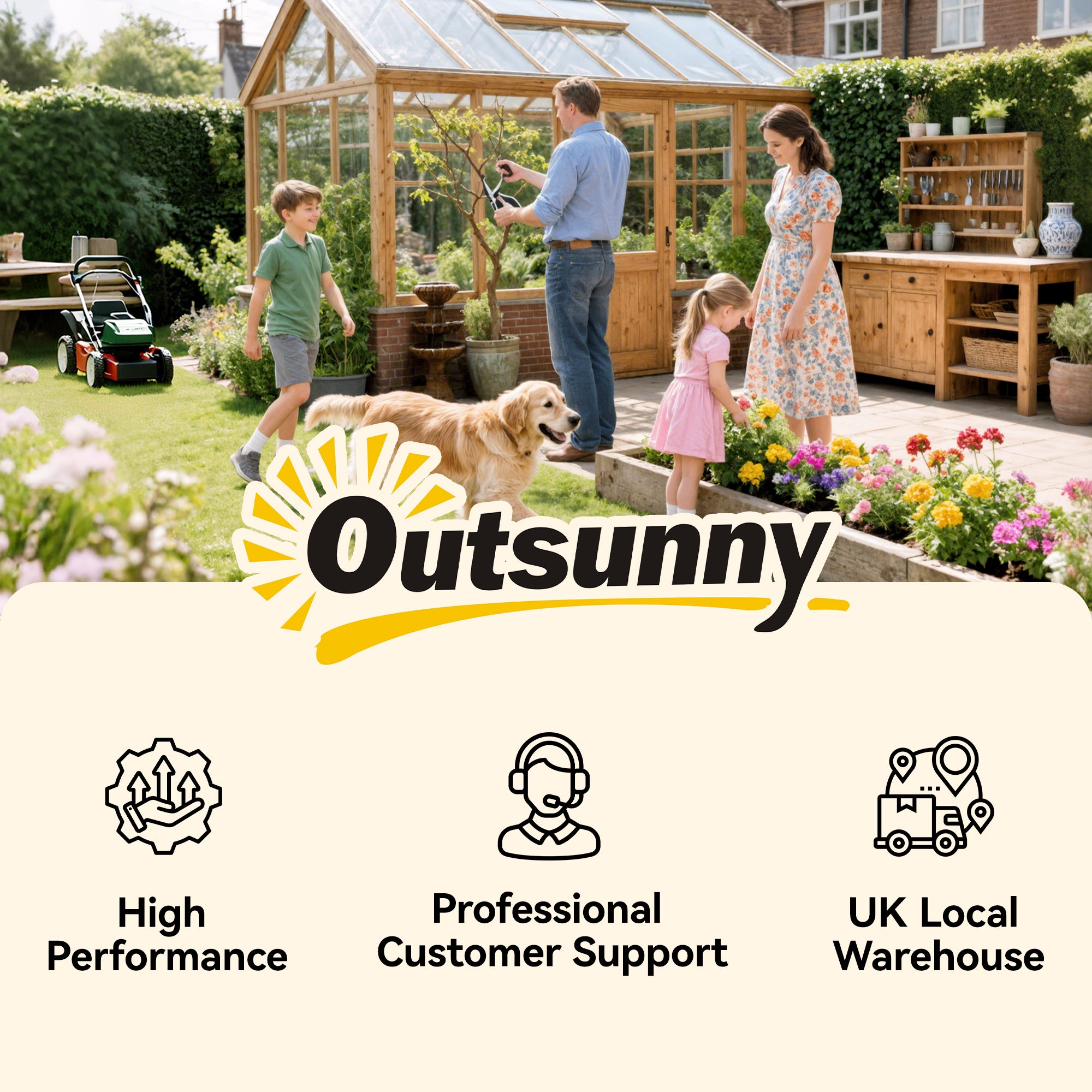 Outsunny Wooden Planter, with Metal Trellis - Brown/Black