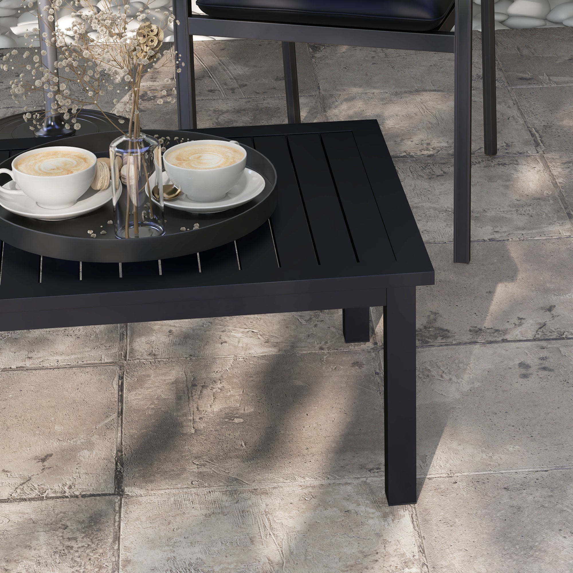 Outsunny 100cm x 60cm Aluminium Outdoor Coffee Table - Black