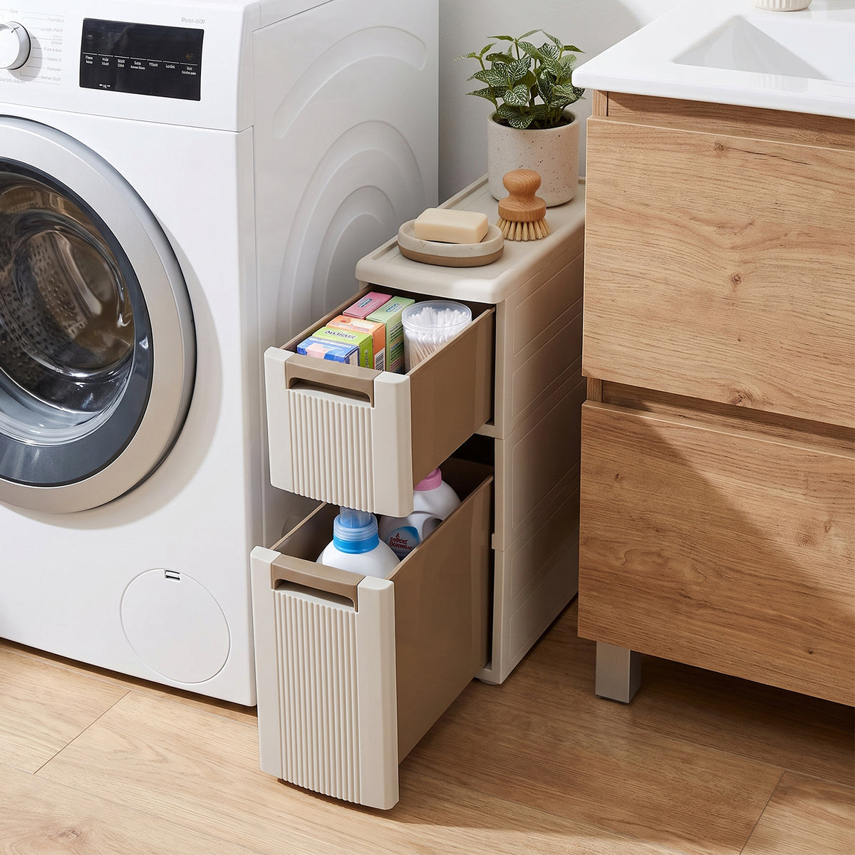 Narrow Storage Cabinet with 2/3/4 Drawers and Wheels-2 Drawers
