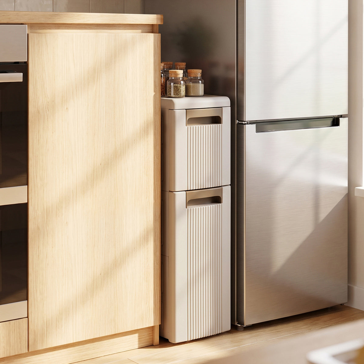 Narrow Storage Cabinet with 2/3/4 Drawers and Wheels-2 Drawers