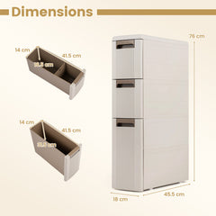 Narrow Storage Cabinet with 2/3/4 Drawers and Wheels-3 Drawers