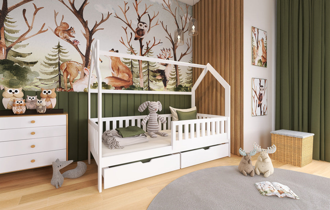 Wooden Single Bed Natan With Storage