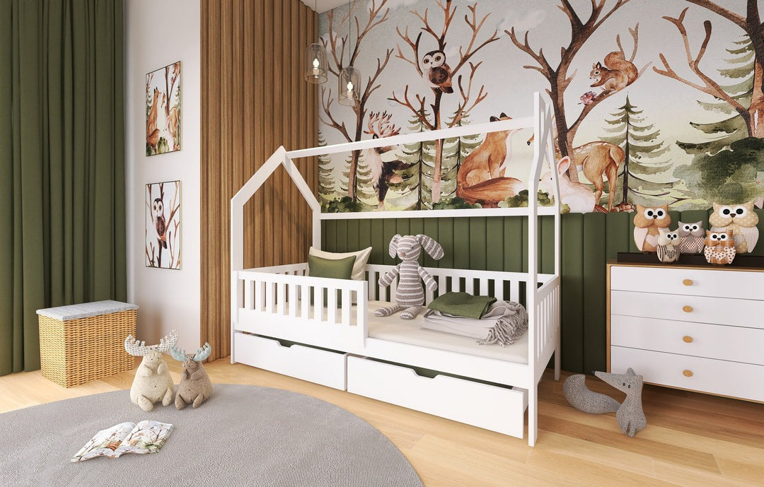 Wooden Single Bed Natan With Storage
