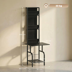 HOMCOM Vinyl Record Player Stand Record Storage with Player Stand Oxford Fabric Pockets Bottom Shelf, Black