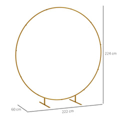 Outsunny 222cm Gold Tone Backdrop Stand, Round Metal Wedding Arch for Birthday Party, Bridal Shower, Graduation, Ceremony