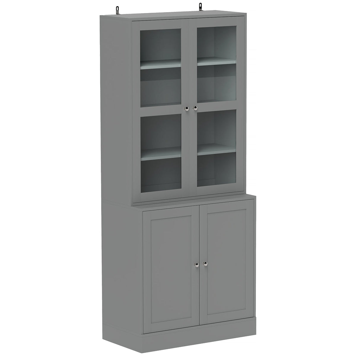 HOMCOM Double Storage Display Cabinet - Grey