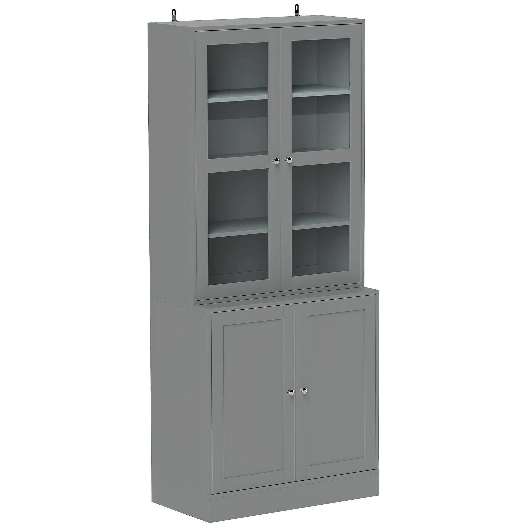 HOMCOM Double Storage Display Cabinet - Grey
