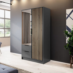Nelly Hinged Door Wardrobe 105cm [Mirror] - product image 7