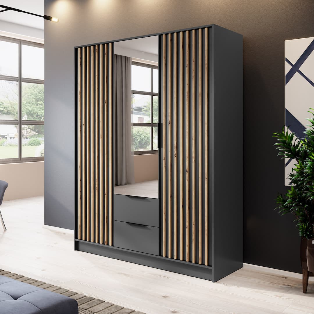 Nelly Hinged Door Wardrobe 155cm [Mirror]