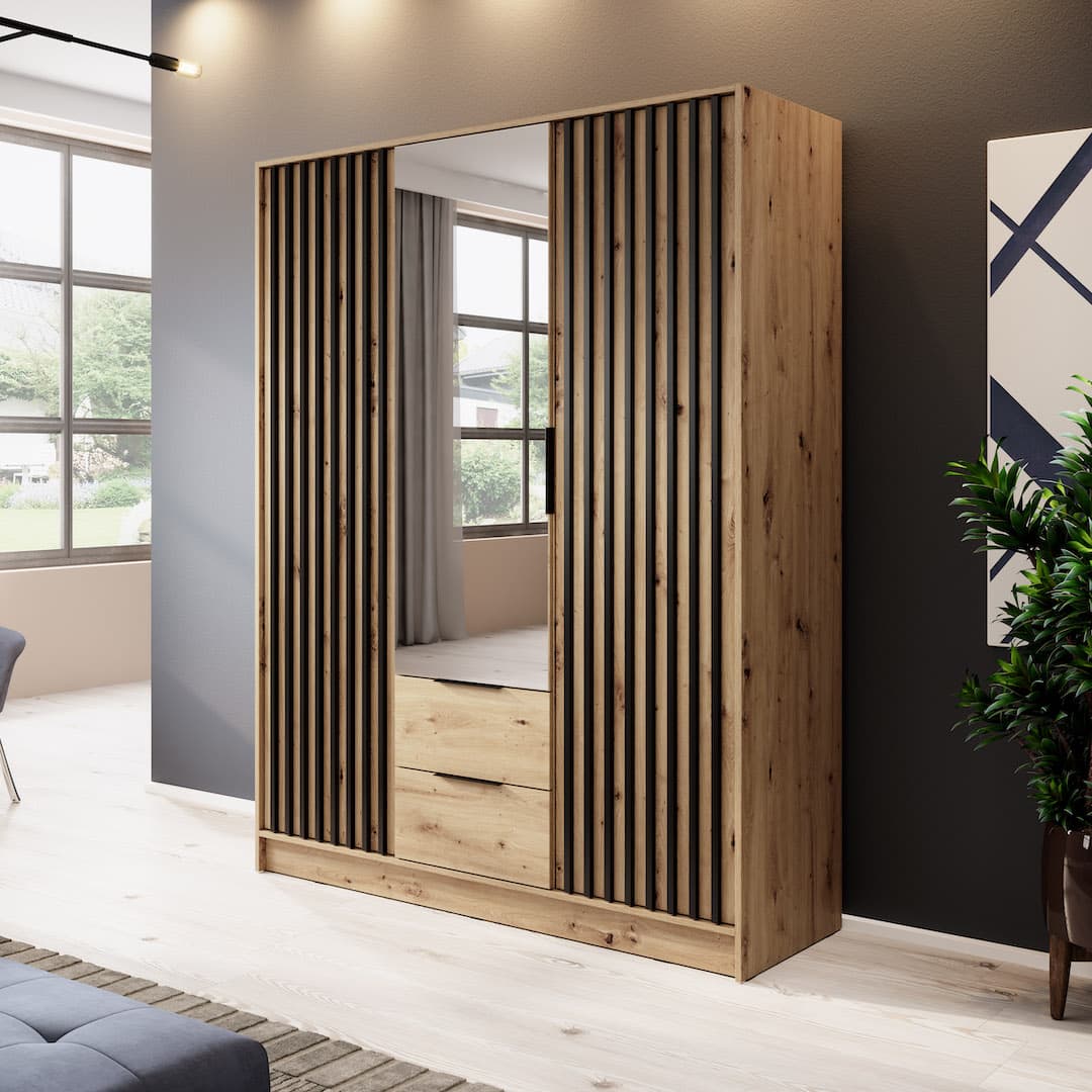 Nelly Hinged Door Wardrobe 155cm [Mirror]