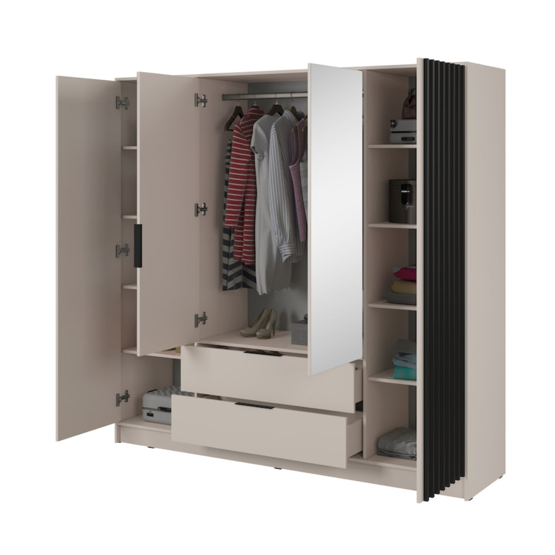 Nelly Hinged Door Wardrobe 206cm [Mirror]