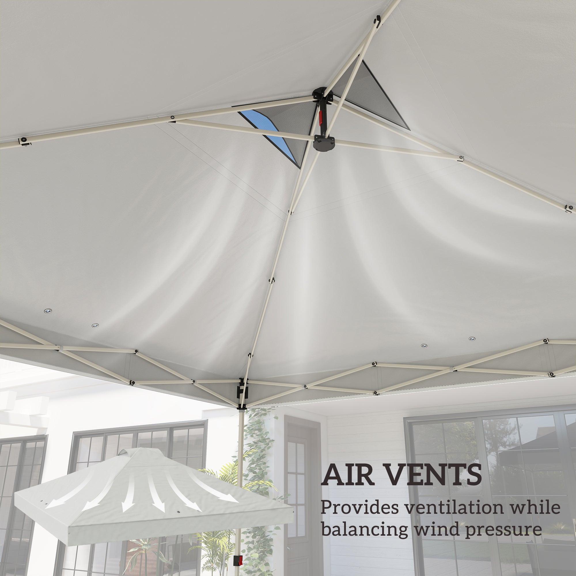 Outsunny Gazebo Roof Replacement UV50+ Waterproof Pop Up Canopy Cover with 8 Drainage Holes 3 x 3 m White