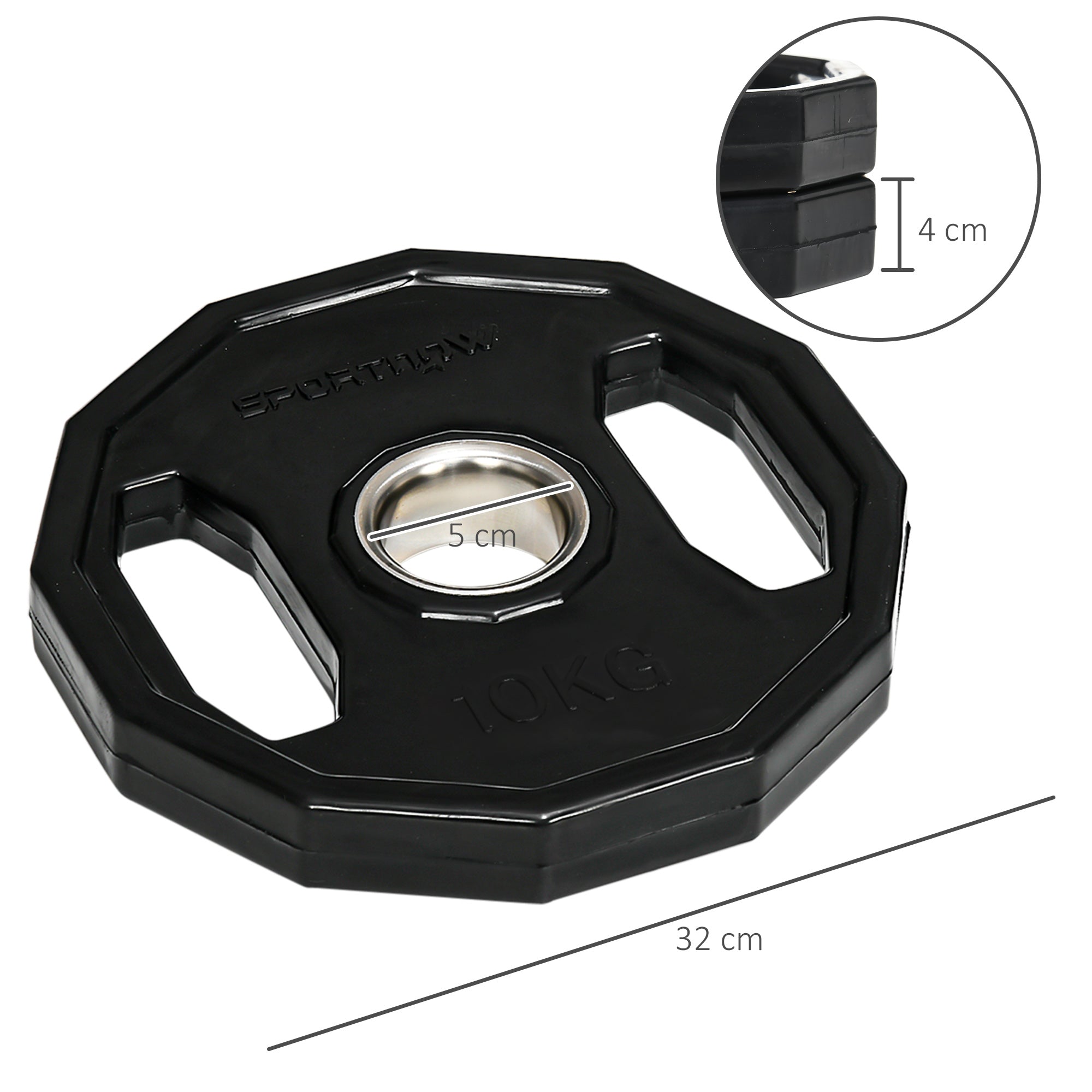 SPORTNOW Olympic Weight Plates Set, Metal and Rubber Bumper Plates Weights Discs with 2"/5cm Holes, for Home Gym Weight Lifting Strength Training, 2 x 10kg, Black