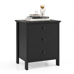 Nightstand with 3 Drawer for Bedroom Compact Storage Chest-Black