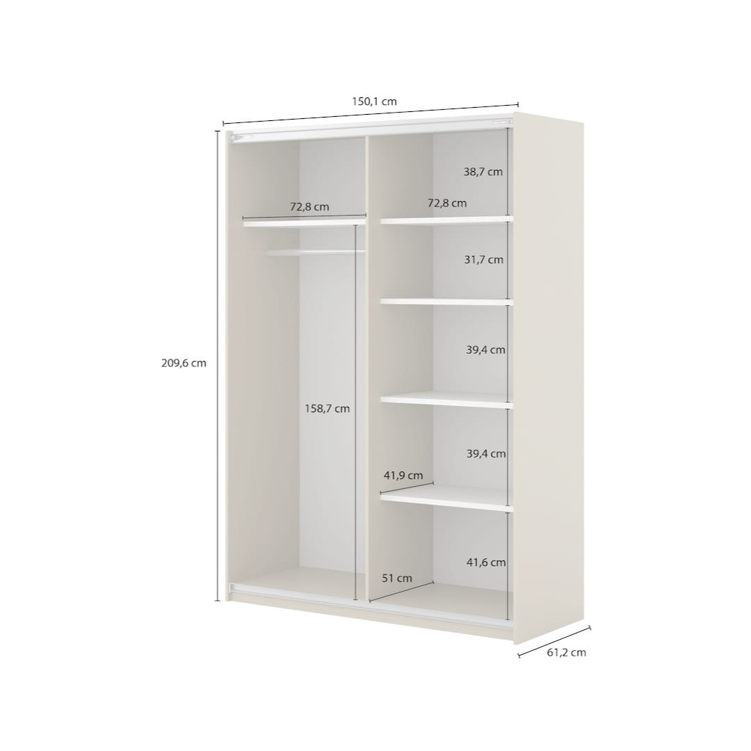 Niva Sliding Door Wardrobe 150cm - product image 9