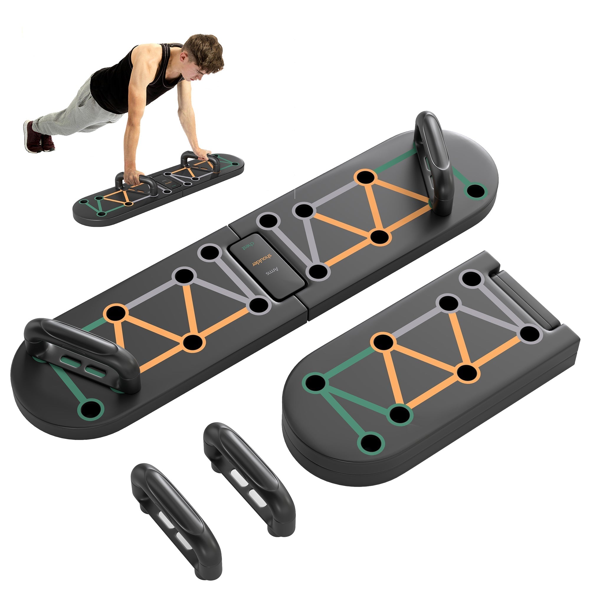 SPORTNOW Foldable Push Push Up Board with Non-Slip Pads, for Chest, Arms, Shoulders, Black