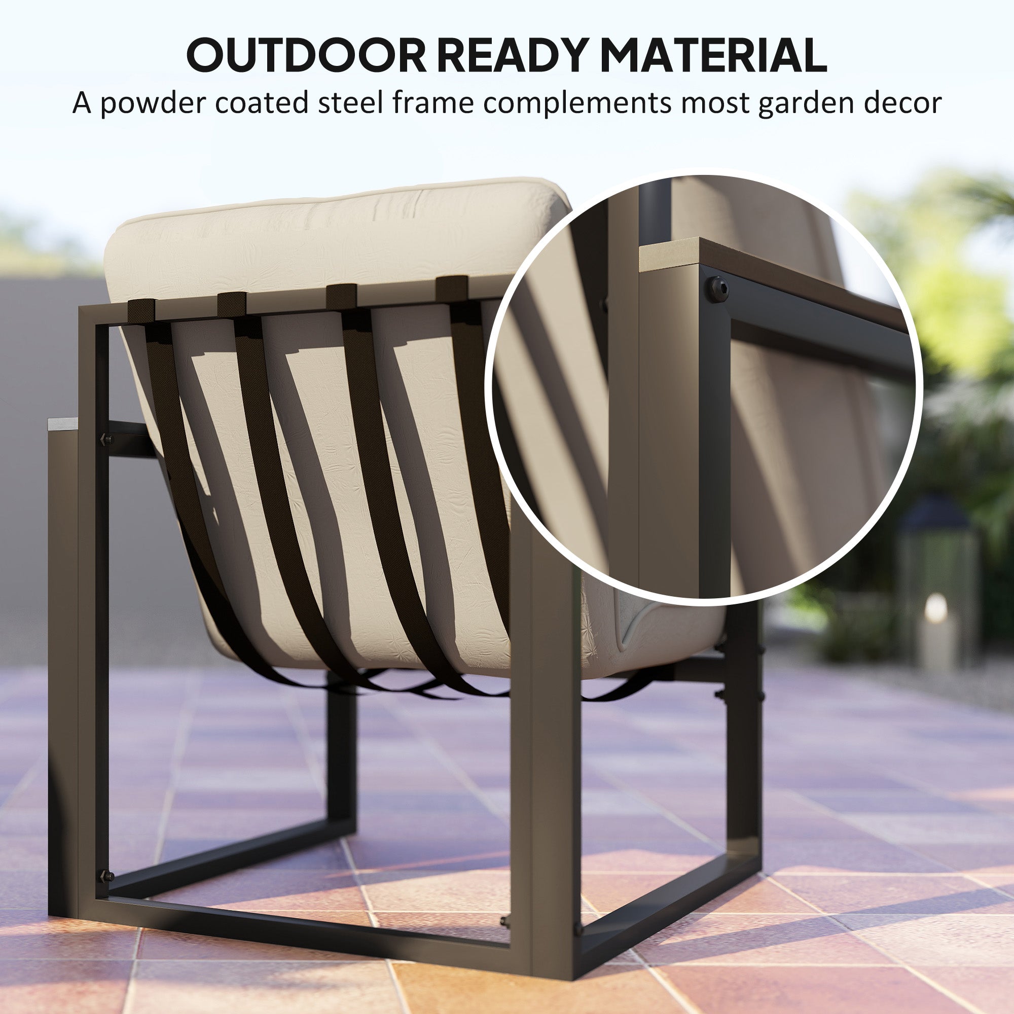 Outsunny Garden Furniture Set, 4 Piece Indoor Outdoor Conservatory with Loveseat Sofa, Armchairs, Glass Top Coffee Table, Cushions for Balcony, Poolside, Patio, Dark Grey