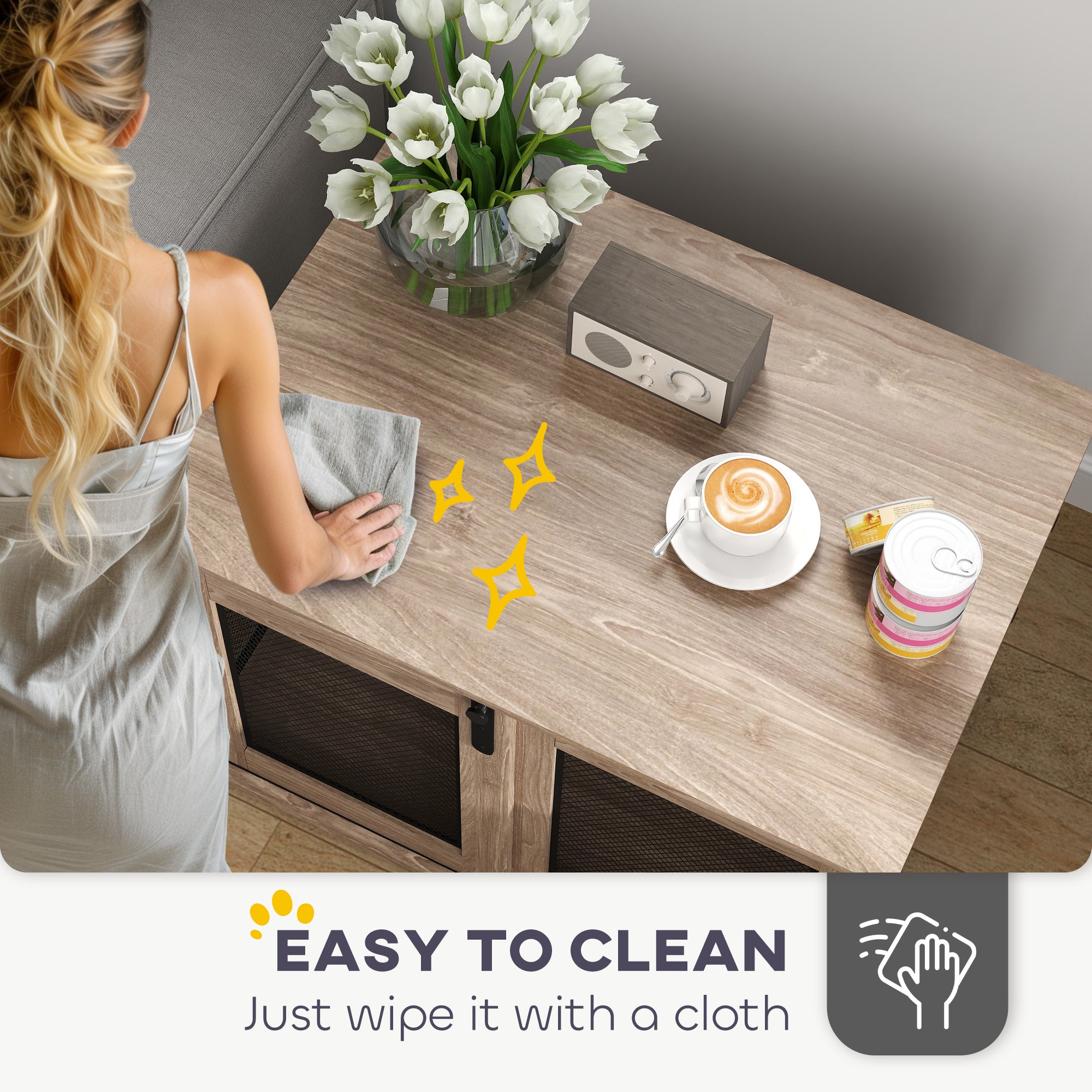 PawHut Dog Crate Furniture with Sliding Door for Medium Dogs, Brown