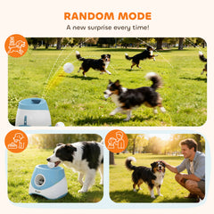 PawHut Automatic Dog Ball Launcher with 5 ETPU Balls 5.8 cm, 3 Distance Settings 6/10/14 m, Blue