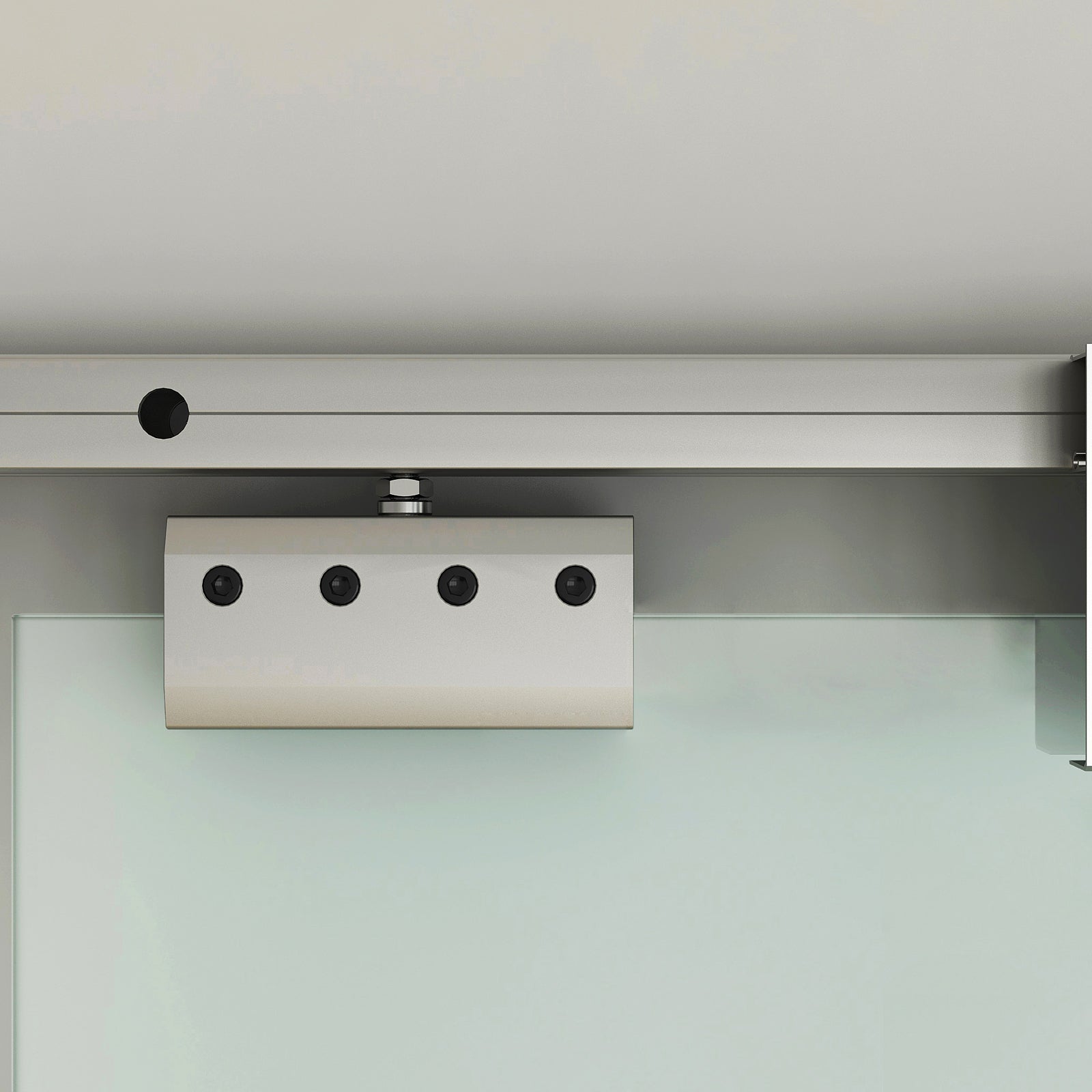 HOMCOM 90cm Sliding Glass Door with Hardware Track Kit, Frosted Tempered Glass with Stripe Pattern, Round Handle