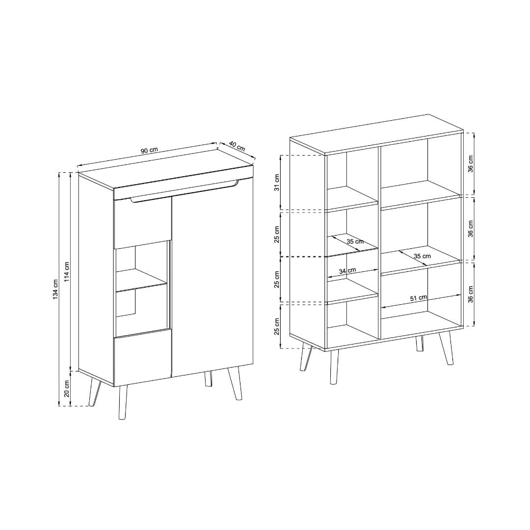 Nordi Display Cabinet 90cm