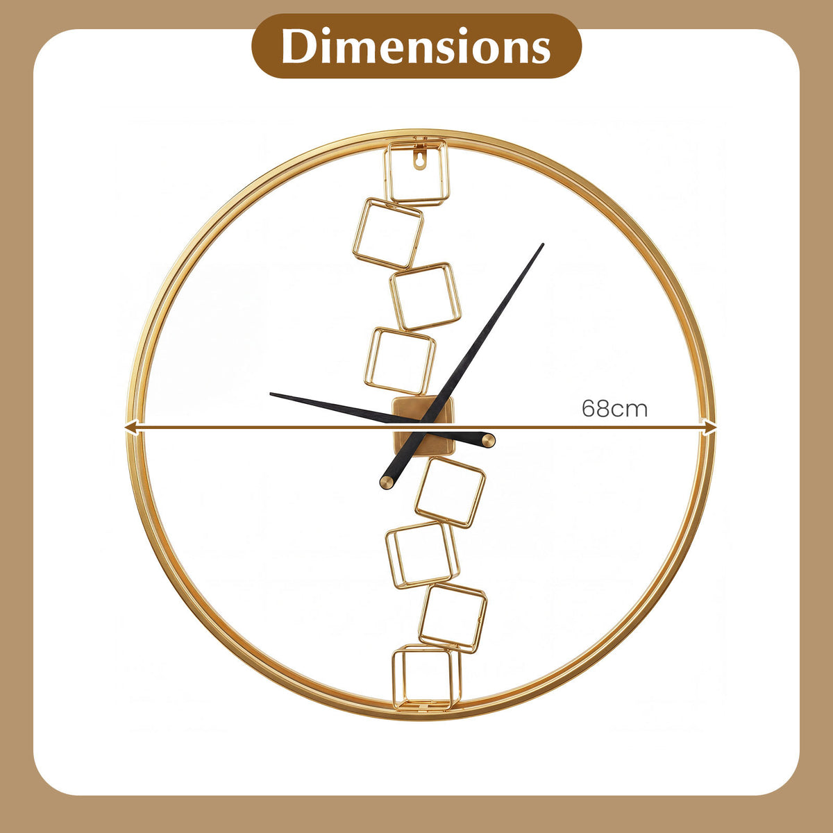 Nordic Style Large Wall Clock Battery-Operated for Living Room Bedroom-Yellow