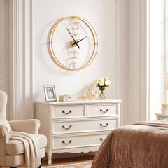 Nordic Style Large Wall Clock Battery-Operated for Living Room Bedroom-Yellow