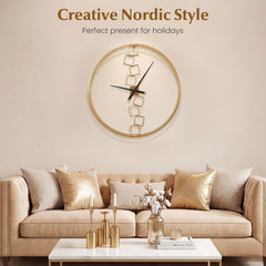 Nordic Style Large Wall Clock Battery-Operated for Living Room Bedroom-Yellow