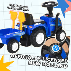 HOMCOM Ride On Tractor Toddler Walker Foot To Floor Slider w/ Horn Storage Steering Wheel for 1-3 Years Old Blue