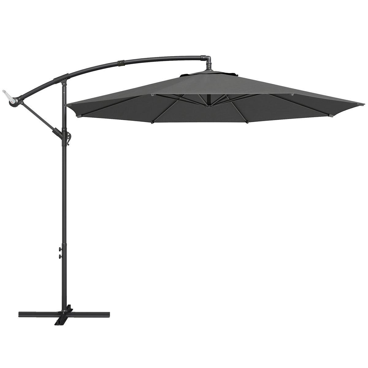 Outsunny 3 m Overhanging Cantilever Parasol, with Cross Base - Grey