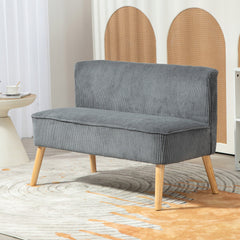 HOMCOM Modern Corduroy Double Seat Sofa w/ Wood Frame Foam Padding High Back Soft Comfortable Compact Couch Grey