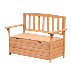 Outsunny Two-Seater Garden Storage Bench - Natural