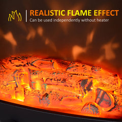 HOMCOM Tempered Glass Casing Electric Fireplace, Freestanding Electric Fire with Realistic Flame Effect, Log Burner with Overheat Protection, 1000w/ 2000W, Black
