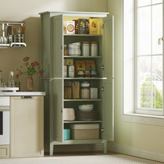 HOMCOM Tall Pantry Cupboard with Motion Sensor LED Light - Green - product image 2