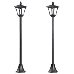 Outsunny 2 Pieces Outdoor Garden Solar Post Lamp Sensor Dimmable LED Lantern Bollard Pathway 1.6M Tall – Black
