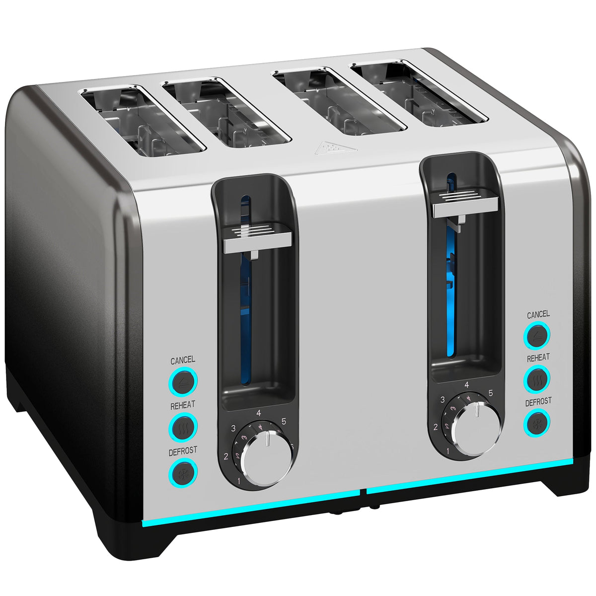 HOMCOM 4 Slice Toaster with 7 Browning Levels, Reheat, Defrost and Cancel Functions