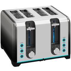 HOMCOM 4 Slice Toaster with 7 Browning Levels, Reheat, Defrost and Cancel Functions
