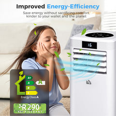 HOMCOM 10000 BTU Air Conditioning Unit, 3-in-1 Portable Air Conditioner, Dehumidifier, Cooling Fan with Remote Control, Digital Display, 2 Speeds, 24H Timer, Window Venting Kit, 22m²