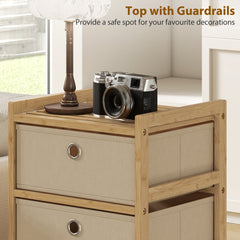 HOMCOM Chest of Drawers, 4 Fabric Drawers Narrow Dresser with Bamboo Frame, Cream White