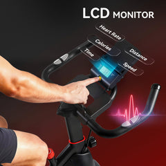 SPORTNOW Exercise Bike, Stationary Bike with Adjustable Magnetic Resistance, Indoor Cycling Equipment with LCD Display
