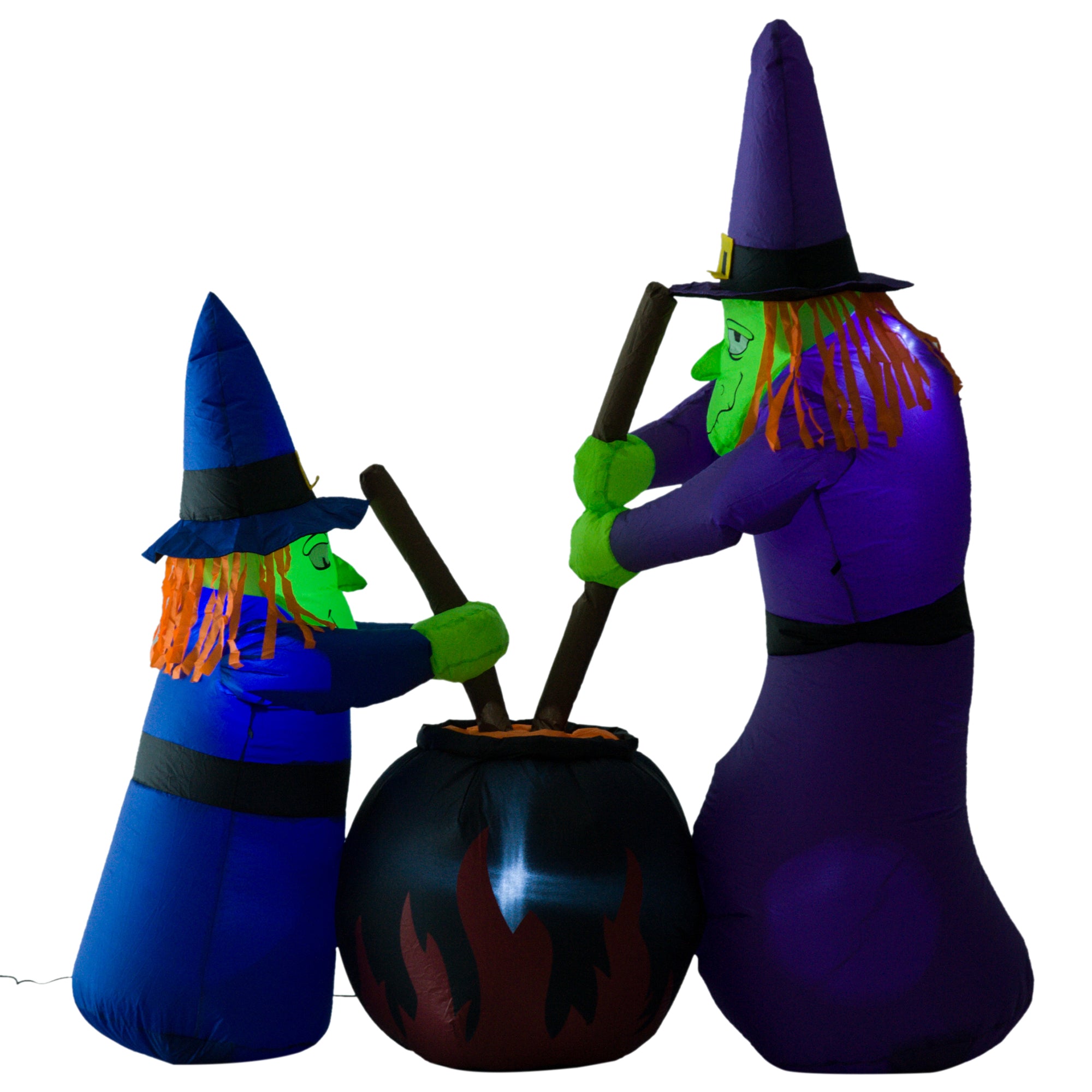 HOMCOM 1.8m Inflatable Halloween Lawn Decoration with LED Witches Around A Black Cauldron Outdoor Air Blown Holiday D√É¬©cor