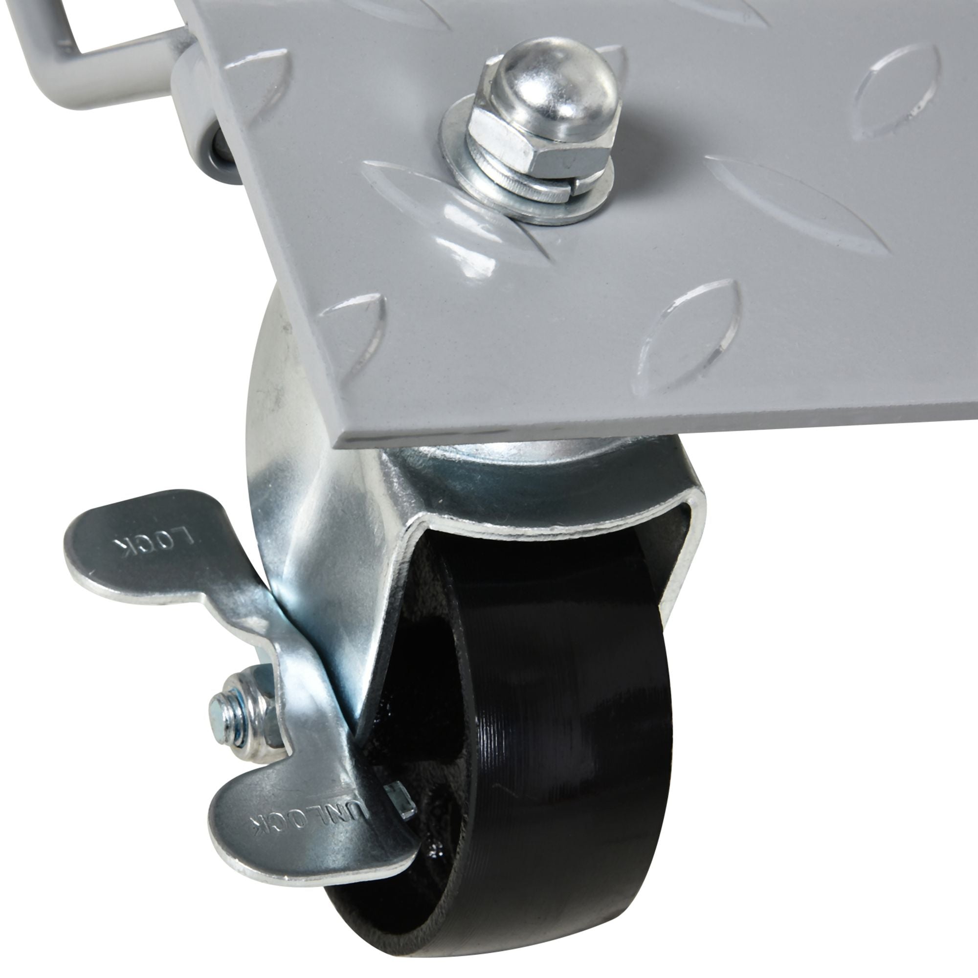 DURHAND Two-Piece Car Wheel Dolly with Swivel Casters, Non-Slip Metal Plates, 680kg Capacity, Grey