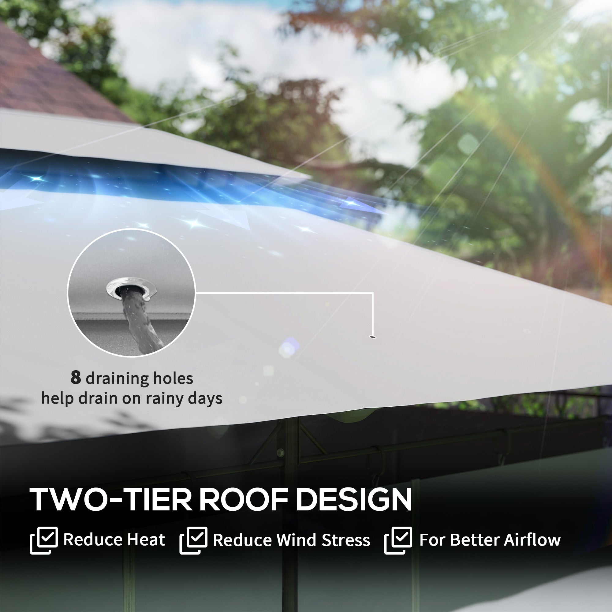 Outsunny 3 x 4m Metal Frame, Two-Tier Roof Gazebo - Dark Grey